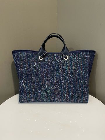 Open image in slideshow, Chanel Sequin Deauville Tote Midnight / Multicolor Sequin