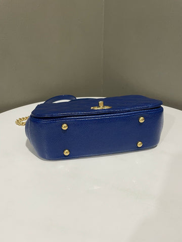 Open image in slideshow, Chanel Quilted Top Handle Flap Electric Blue Caviar