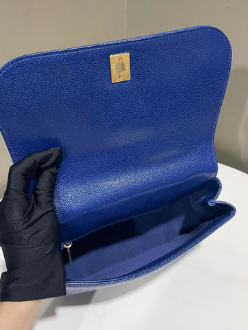 Open image in slideshow, Chanel Quilted Top Handle Flap Electric Blue Caviar