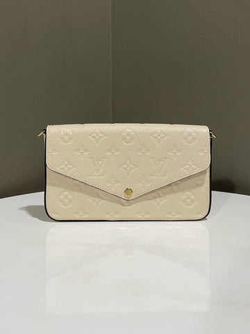 Open image in slideshow, Louis Vuitton Felicie Pochette Creme Monogram Empreinte Leather