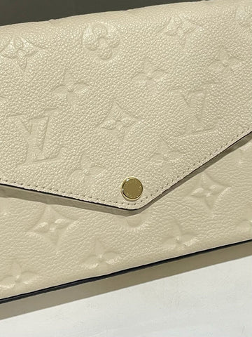 Open image in slideshow, Louis Vuitton Felicie Pochette Creme Monogram Empreinte Leather