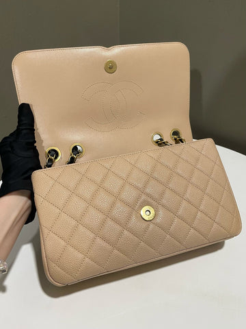 Open image in slideshow, Chanel Filigree Flap Bag Beige/ Black Caviar