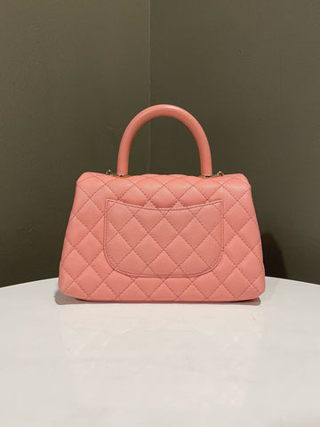 Open image in slideshow, Chanel Quilted Coco Handle Sakura Pink Caviar