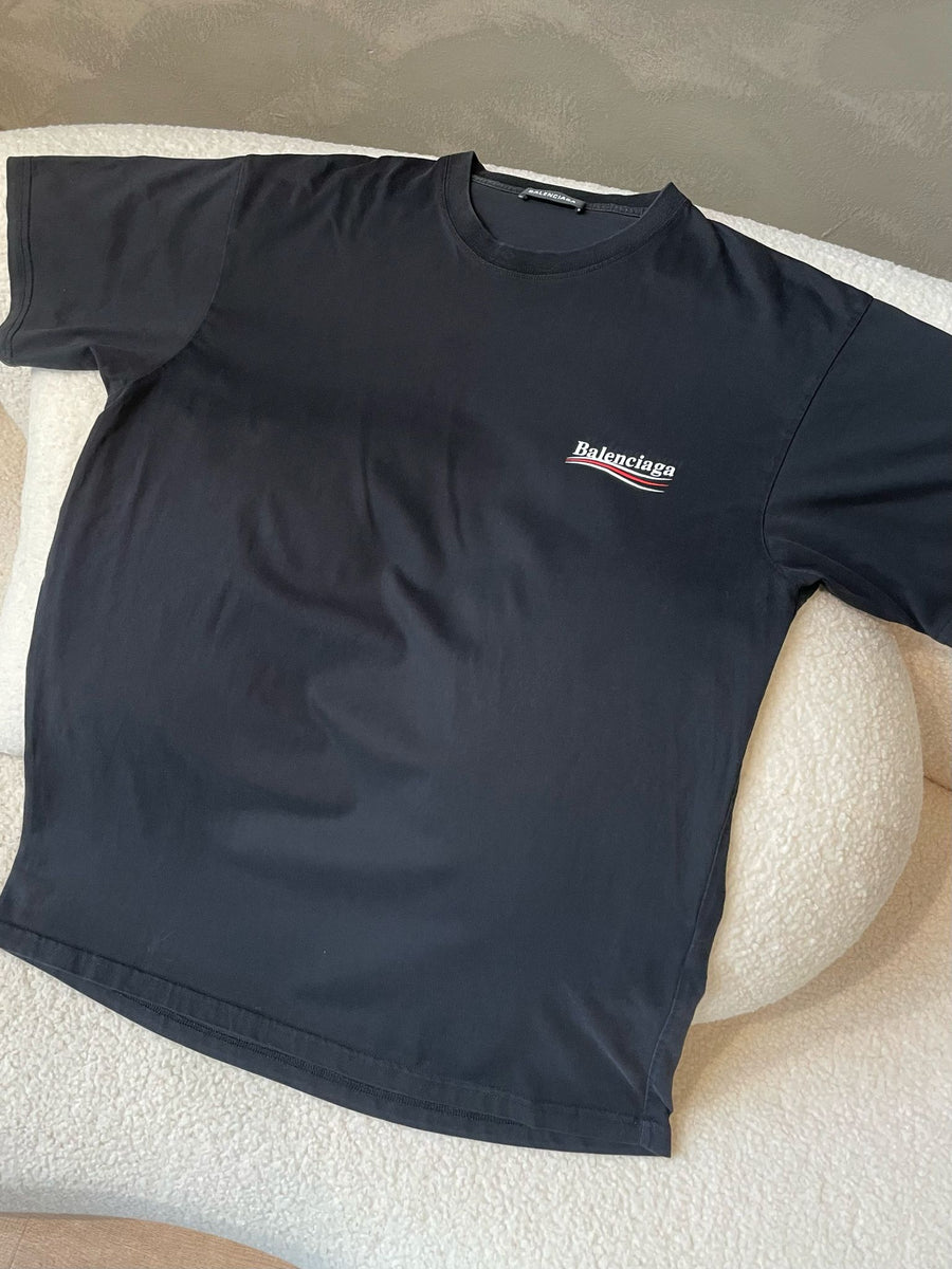 Balenciaga Political Embroided T Shirt Black