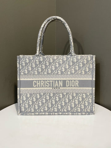 Open image in slideshow, Dior Book Tote Grey Oblique Embroidery