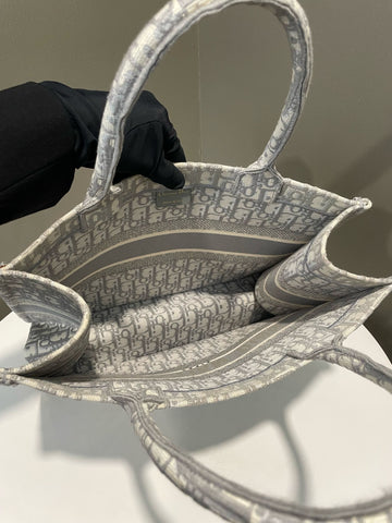 Open image in slideshow, Dior Book Tote Grey Oblique Embroidery
