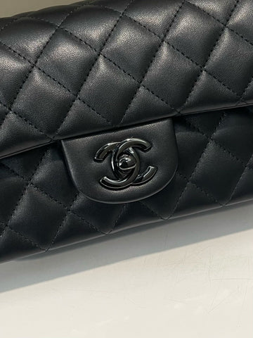 Open image in slideshow, Chanel Quilted Top Handle Mini Rectangular So Black Stiff Lambskin