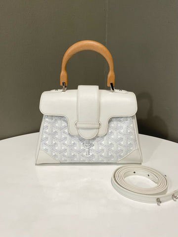 Open image in slideshow, Goyard Mini Saigon Souple Bag White Goyardine / Calfskin