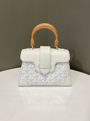 Open image in slideshow, Goyard Mini Saigon Souple Bag White Goyardine / Calfskin