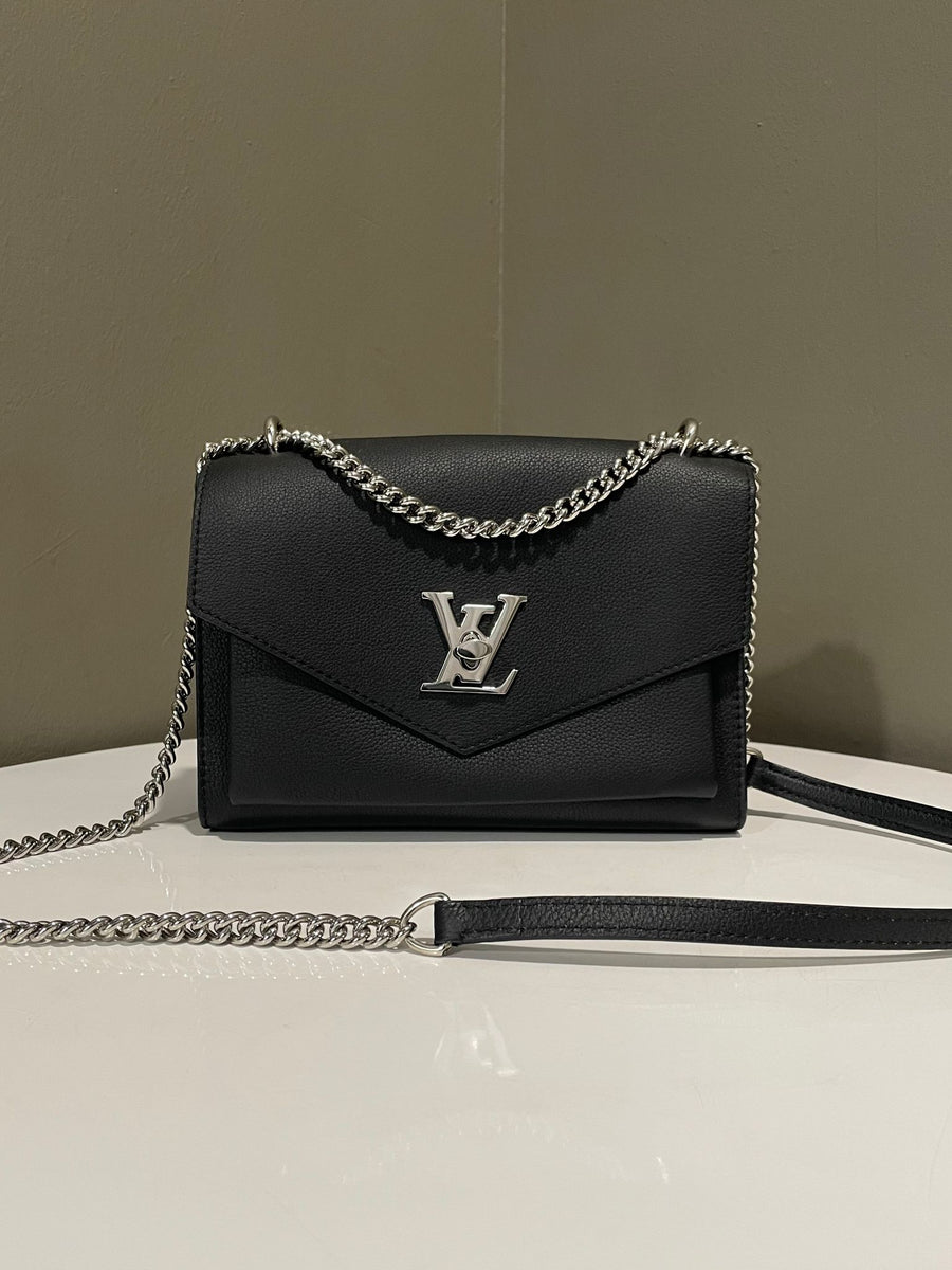 Louis Vuitton Mylockme Chain Bag Black Grainy Calfskin