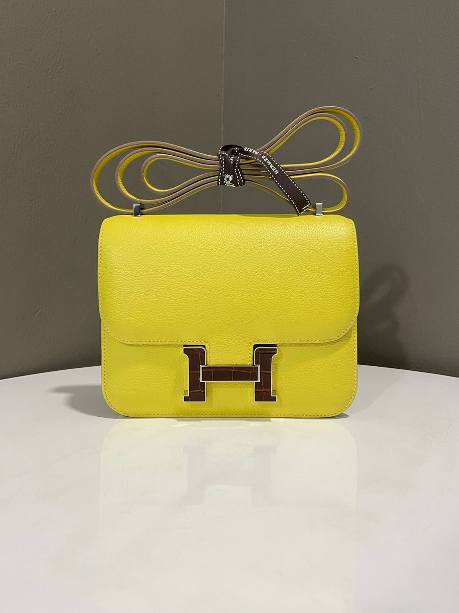 Hermes Constance 18 Touch Lime Evercolor / Miel Alligator