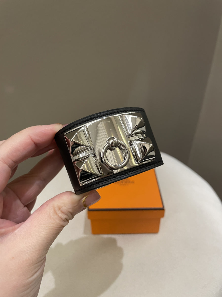 【出会えた一点物】HERMES CDCブレスレットブラック HERMES BLACK CDC COLLIER DE CHIEN BRACELET BANGLE CUFF