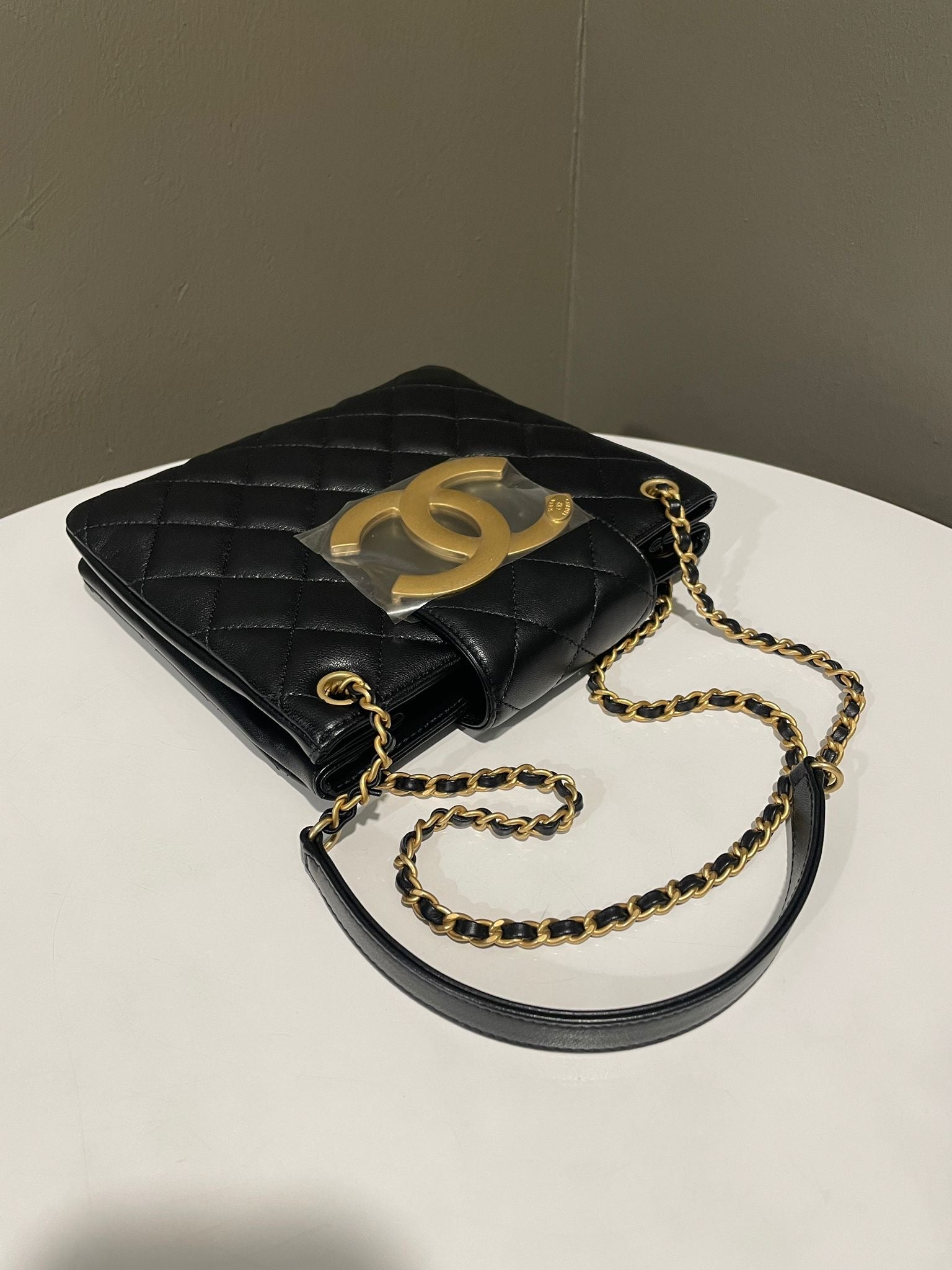 Chanel 24C Quilted XL CC Crossbody Black Calfskin