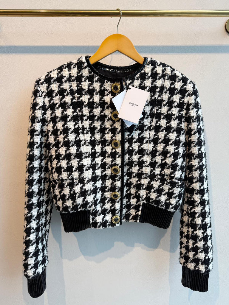 Balmain Houndstooth Tweed Jacket Black / White