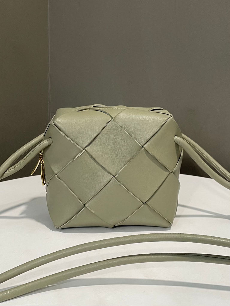 Bottega Veneta Mini Cassette Camera Bag Sage Green Intrecciato Leather