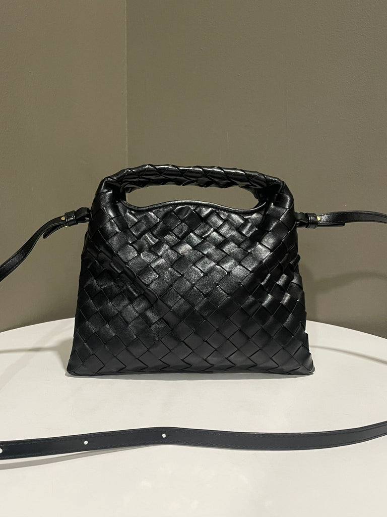 Bottega Veneta Mini Hop Black Intrecciato Leather