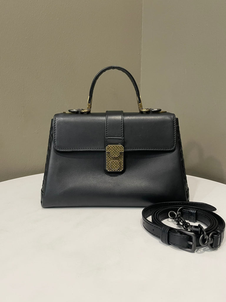 Bottega Veneta Mini Piazza Bag Black Calf Brunito