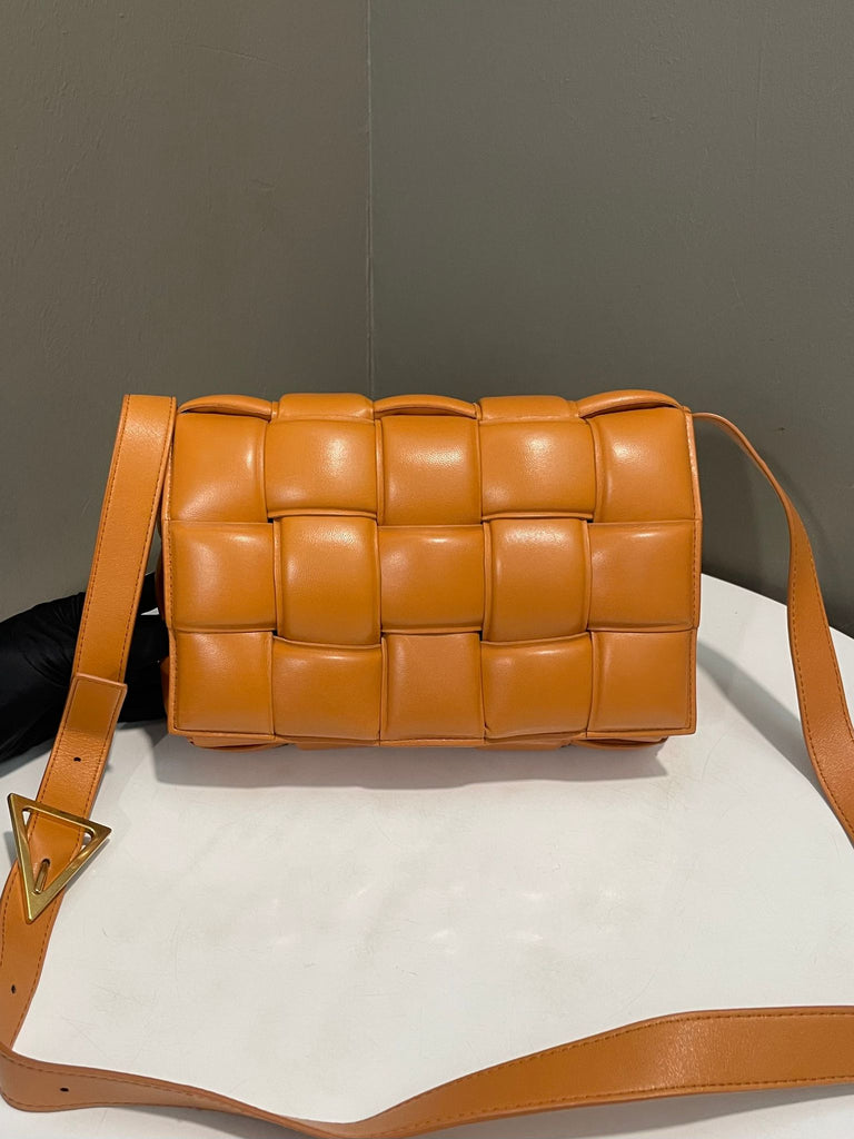 Bottega Veneta Padded Cassette Tan Caramel Intrecciato Leather