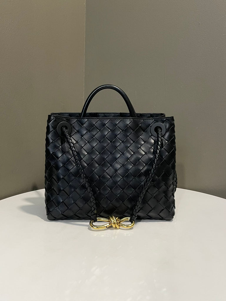Bottega Veneta Small Andiamo Black Intrecciato Leather