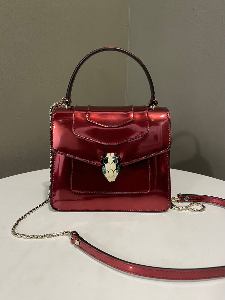 Bvlgari Serpenti Forever Bag Deep Red Metallic Calf
