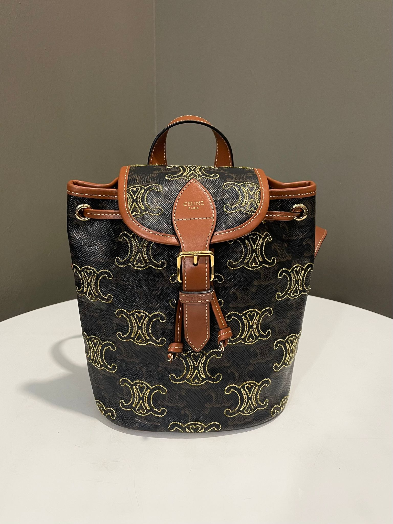 Celine Mini Folco Backpack Embroidered Triomphe Canvas / Calfskin – LOVELOTSLUXURY