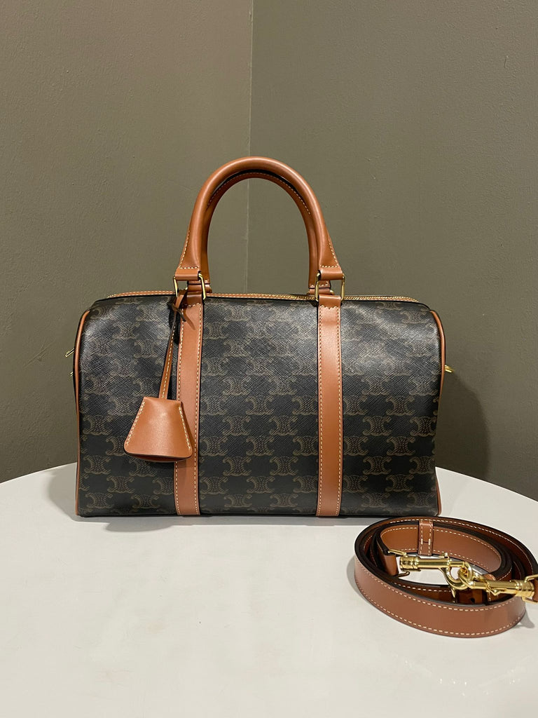 Celine Triomphe Boston Bag Tan Brown