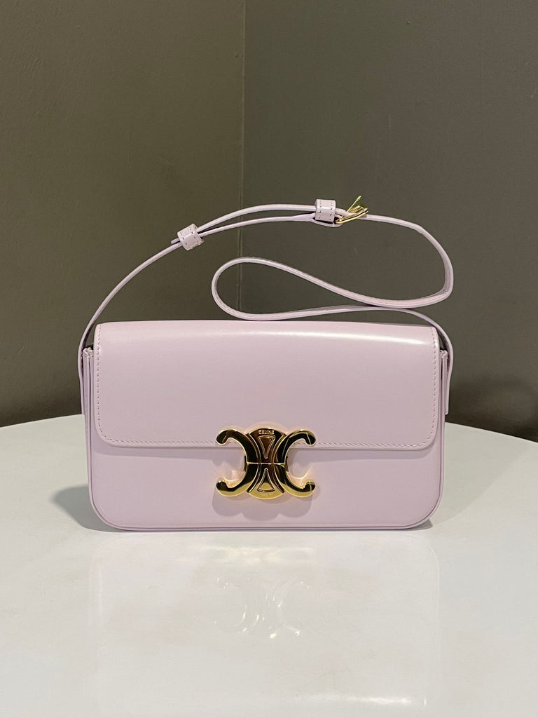 Celine Triomphe Shoulder Claude Bag Pastel Pink Calfskin