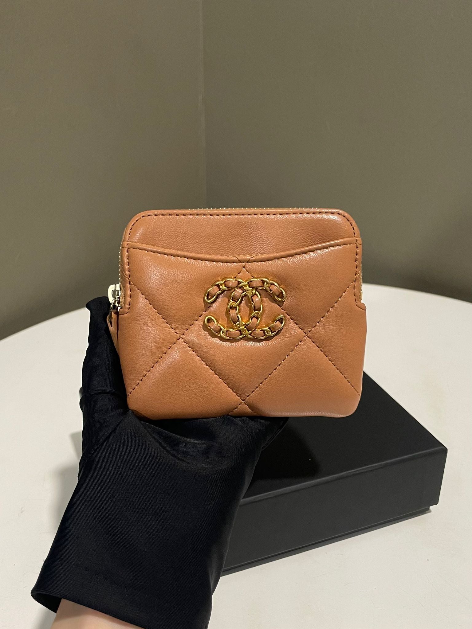 Chanel19SquareZipAroundCardHol