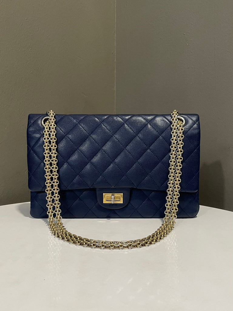 Chanel 2.55 Reissue Double Flap Bag 226 Navy Blue Caviar