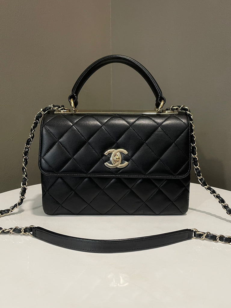 Chanel 20P Trendy Cc Flap Bag Black Calfskin