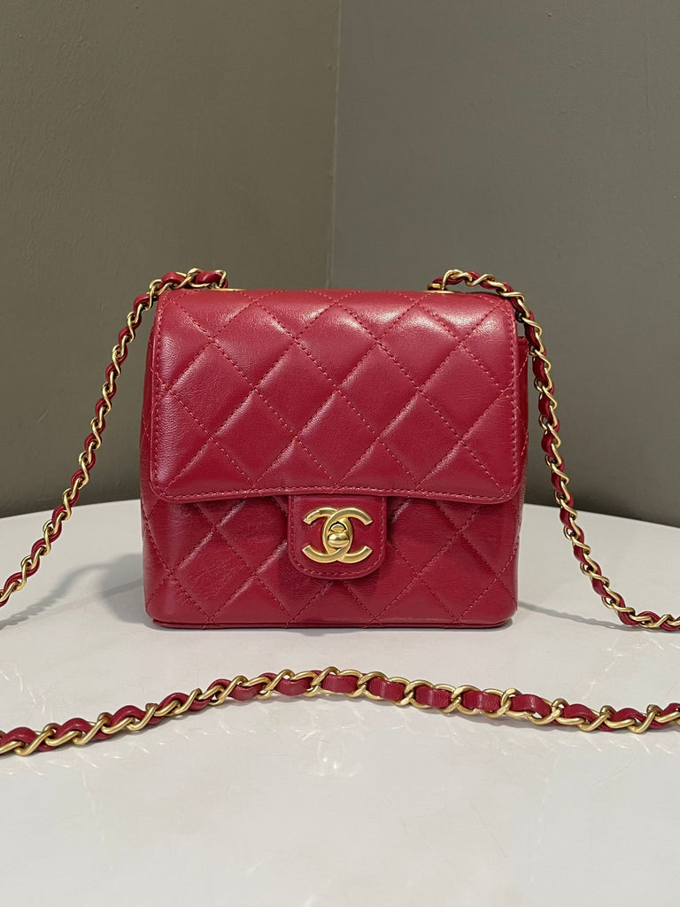 Chanel 22K Square Flap Red Calf