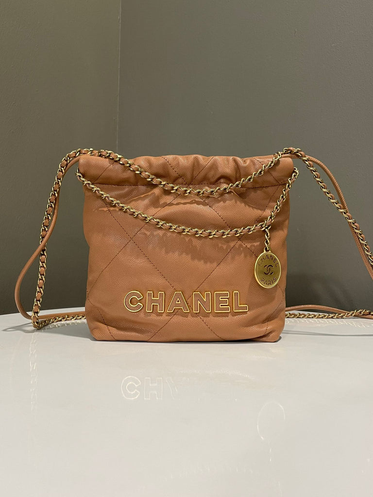 Chanel 22 Mini Caramel Caviar