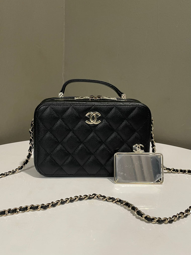Chanel 22P Top Handle Vanity Case Black Caviar