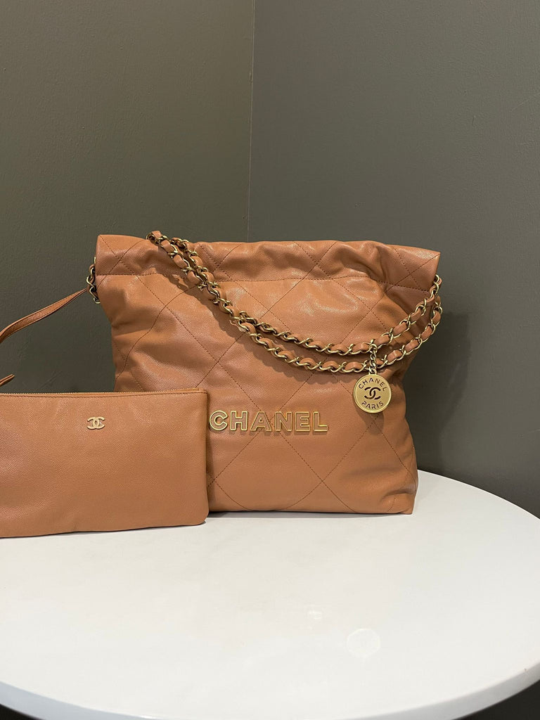 Chanel 22 Quilted Bag Caramel Caviar