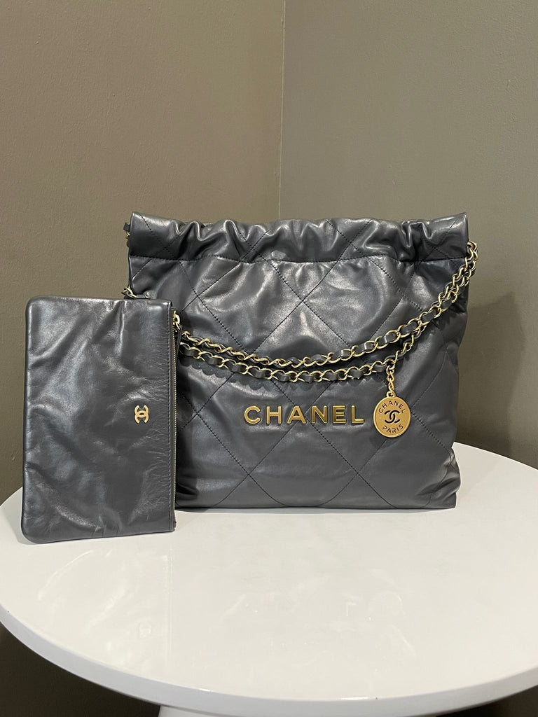 Chanel 22 Small Dark Grey Calfskin 