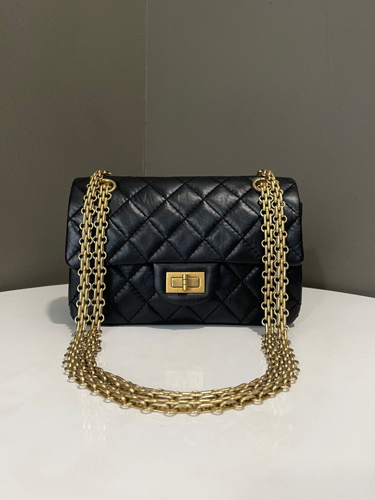 Chanel 23A Quilted Reissue 2.55 Mini Bag Black Aged Calfskin