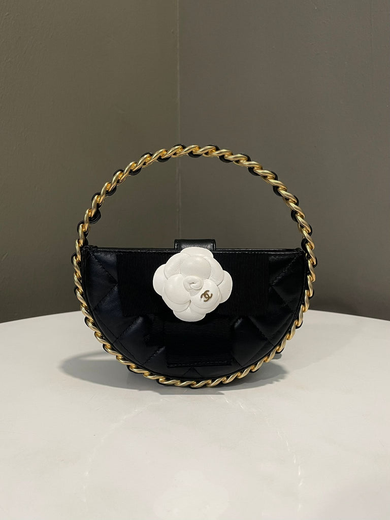 Chanel 23K Bangle Chain Pouch Black Lambskin