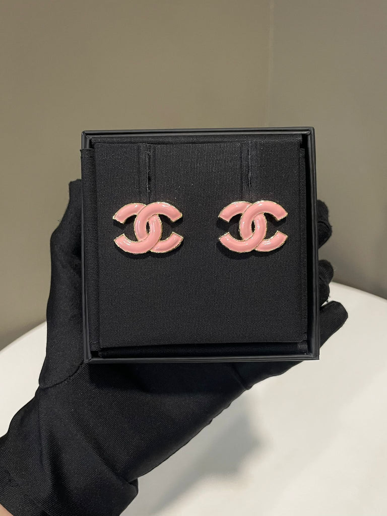 Chanel 23K Large CC Earring Pastel Pink Resin