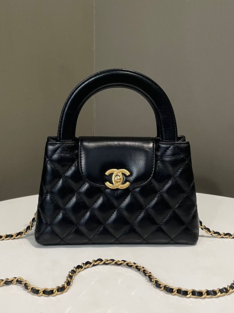 Chanel 24A Quilted Kelly Black Calfskin