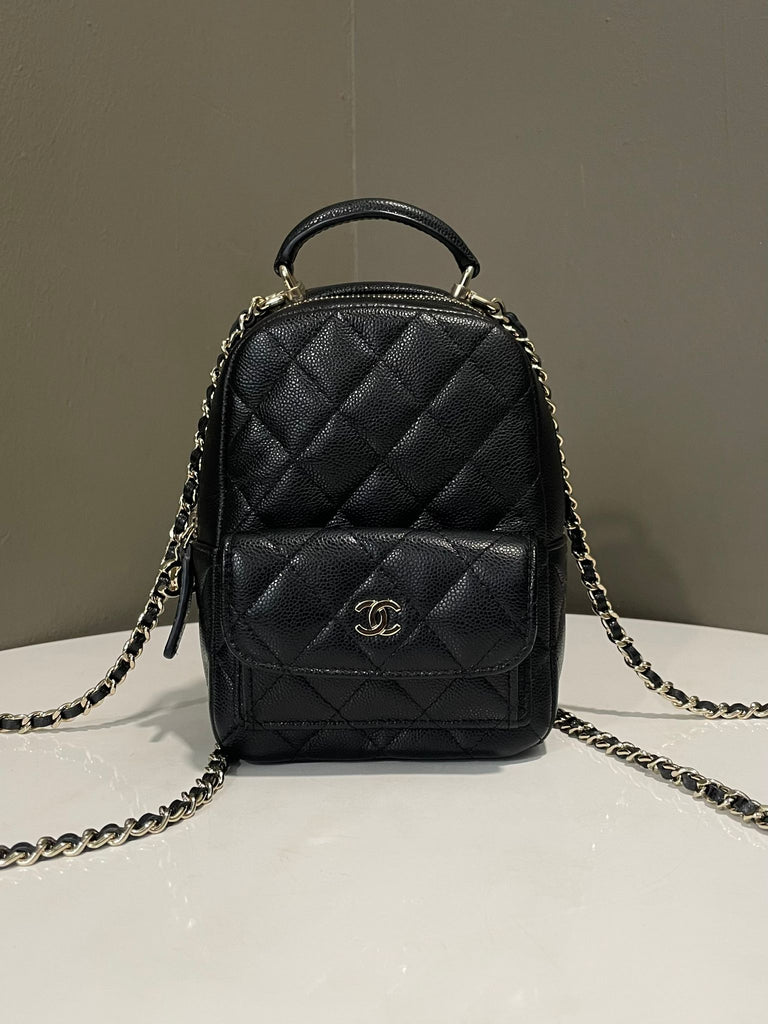Chanel 24C Quilted Mini Backpack Black Caviar