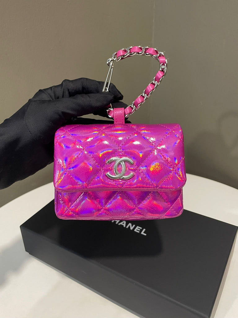 Chanel 24C VIP Card Holder D Hook Pink Holographic Iridescent