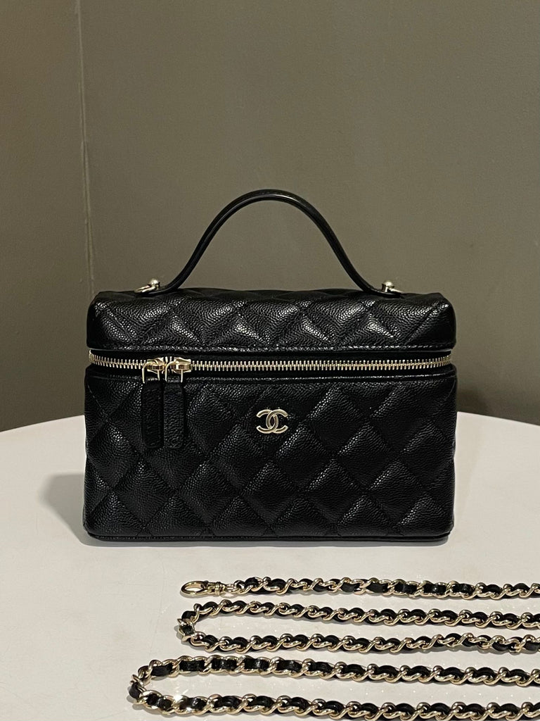 Chanel 25C LP Top Handle Vanity Black Caviar