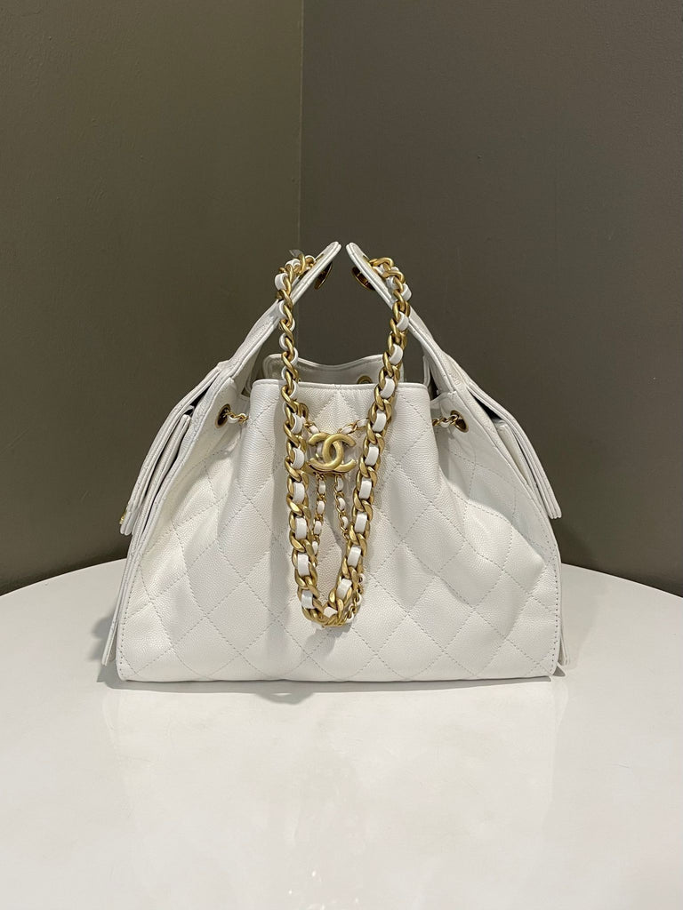 Chanel 25 Small Bag White Caviar