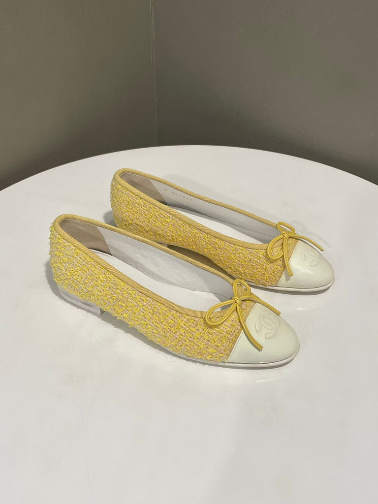 Chanel Ballerina Flats Yellow / Tweed Size 36.5