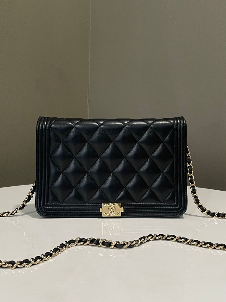 Chanel Boy Wallet On Chain Black Lambskin