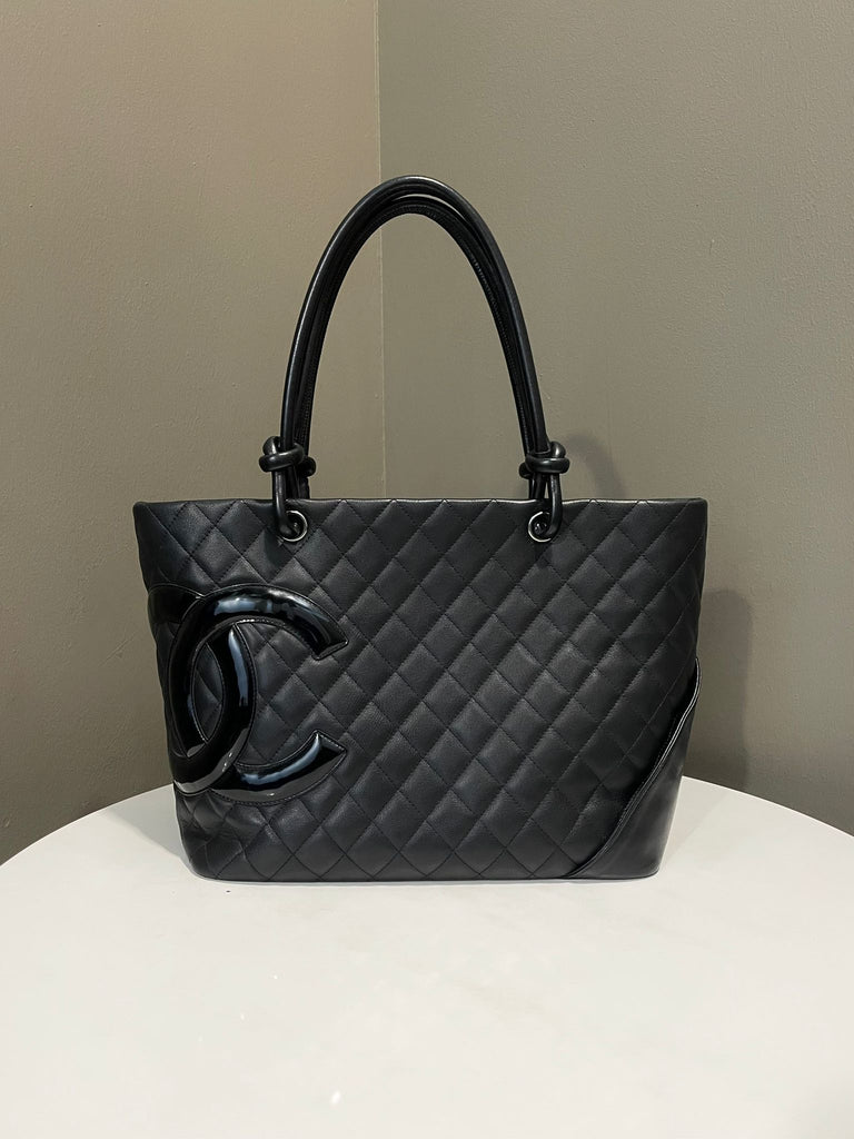 Chanel Cambon Cc Tote Black Pink