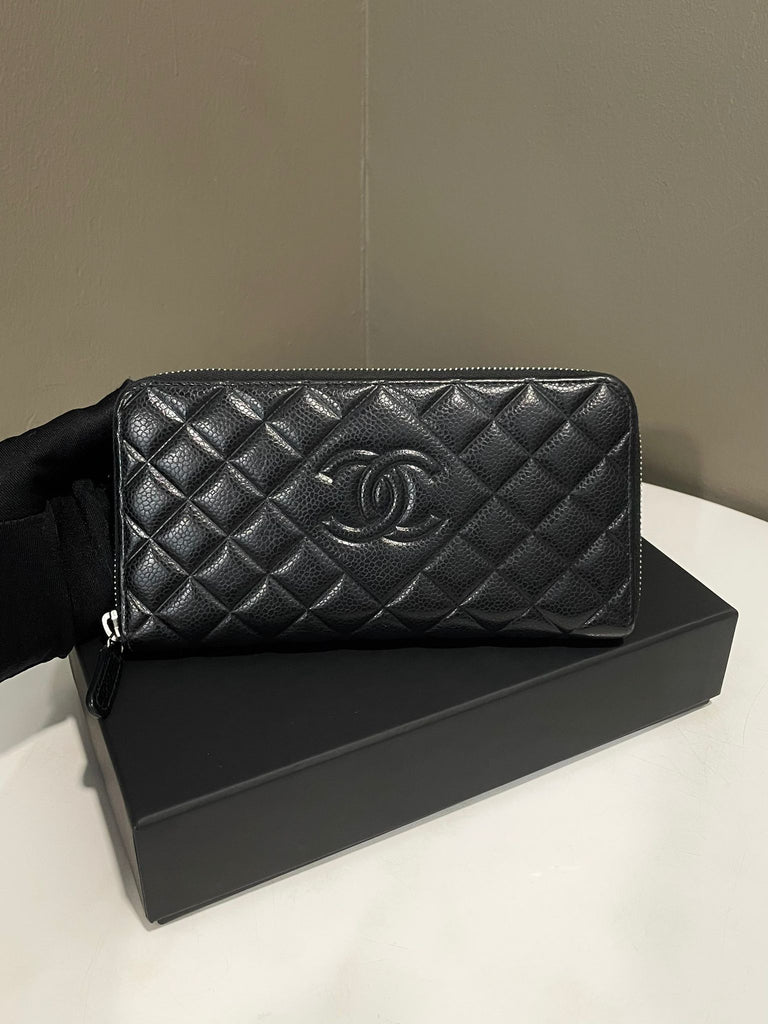 Chanel Cc Diamond Long Zip Wallet
