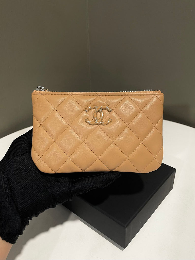 Chanel Cc Quilted Mini OCase 
Beige Lambskin