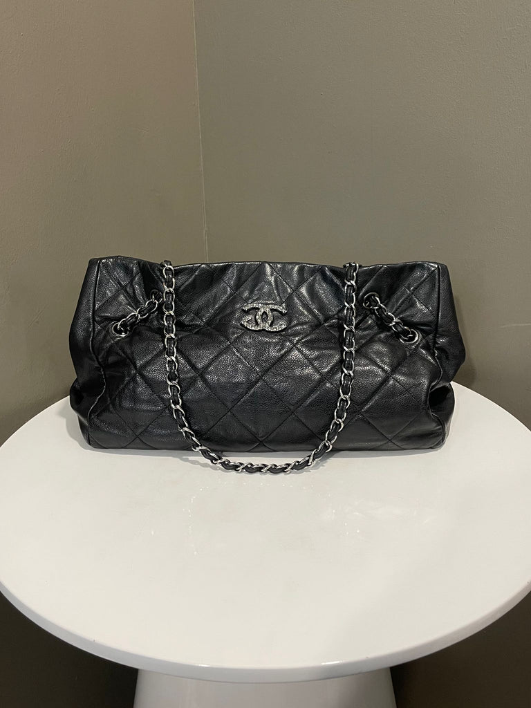 Chanel Cc Quilted Shoulder Bag Black Soft Cavier
