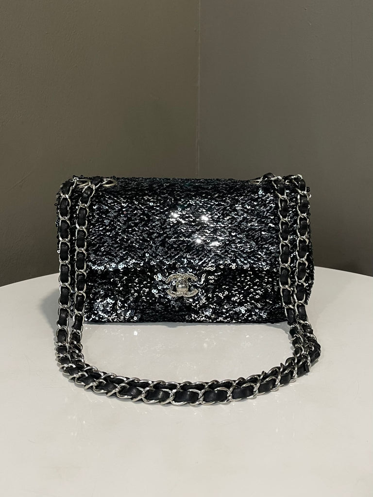 Chanel Cc Sequin Flap Bag Black